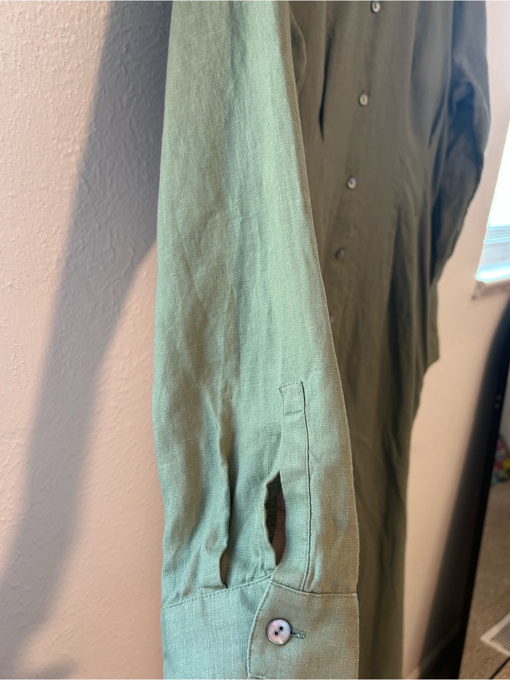 J. Jill 100% Linen Midi Dart-Waist Dress Size L - Natural Workwear Minimalist - Picture 6 of 11